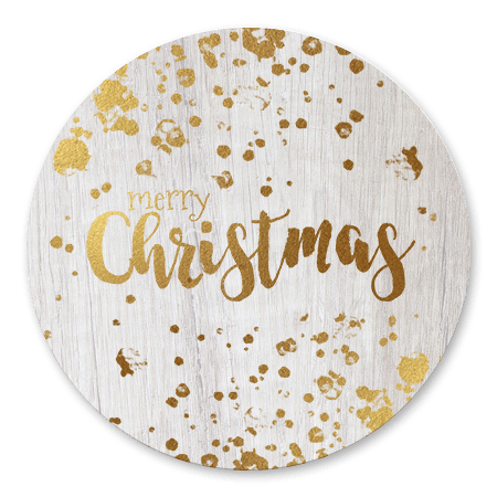 Kerst - Hout, gouden spetters en Merry Christmas